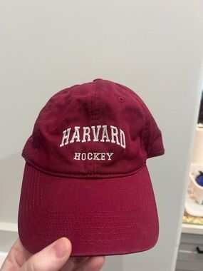 Legacy Harvard Hockey Baseball Cap - Maroon with White Embroidery